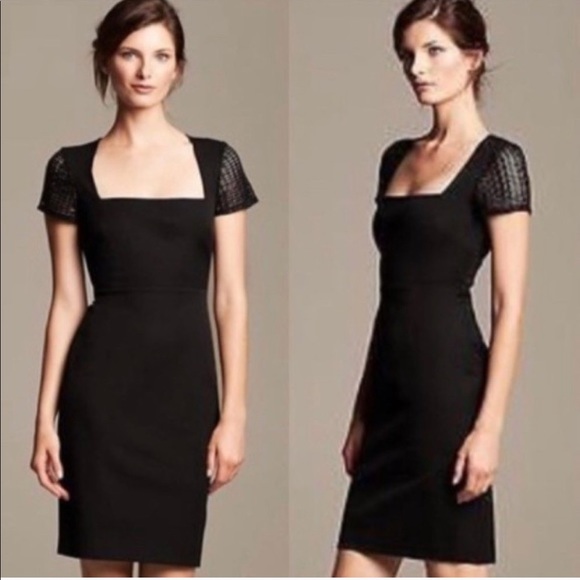 Roland Mouret x Banana Republic Black Cap Sleeve Sheath Dress - Picture 2 of 10